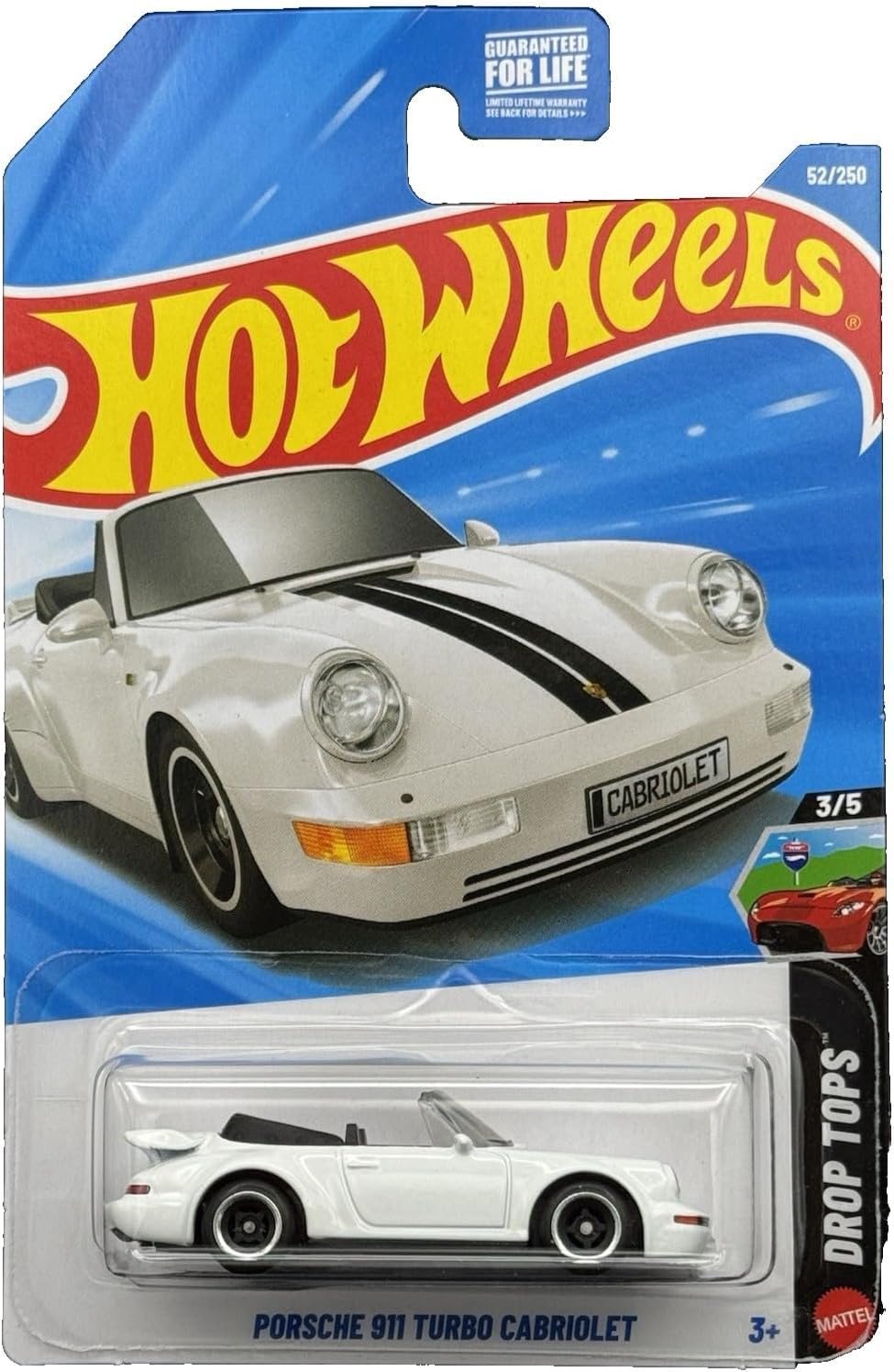 Hot Wheels - Porsche 911 Turbo Cabriolet - White (1/64) Long Card